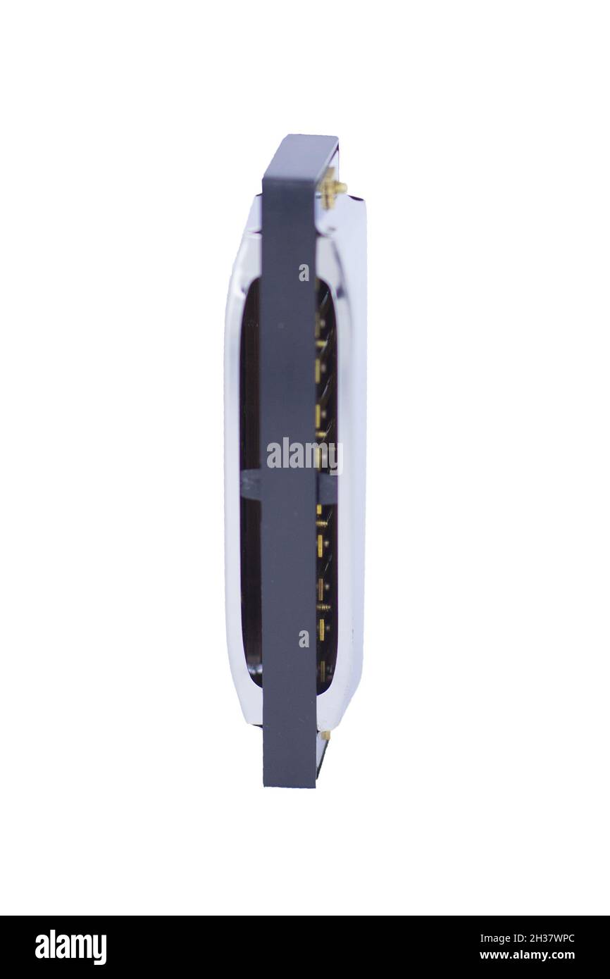 armonica su sfondo bianco Foto Stock