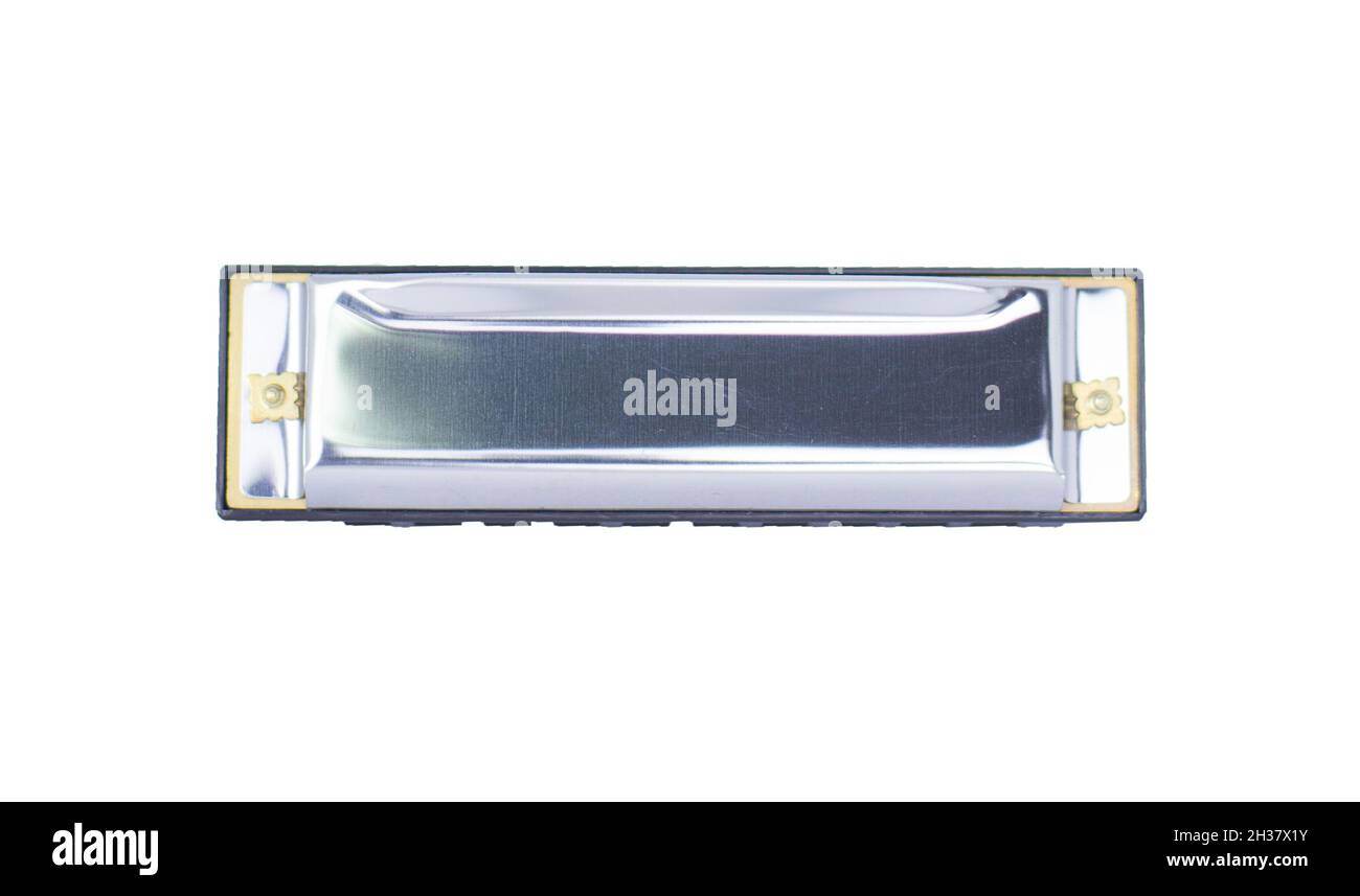 armonica su sfondo bianco Foto Stock