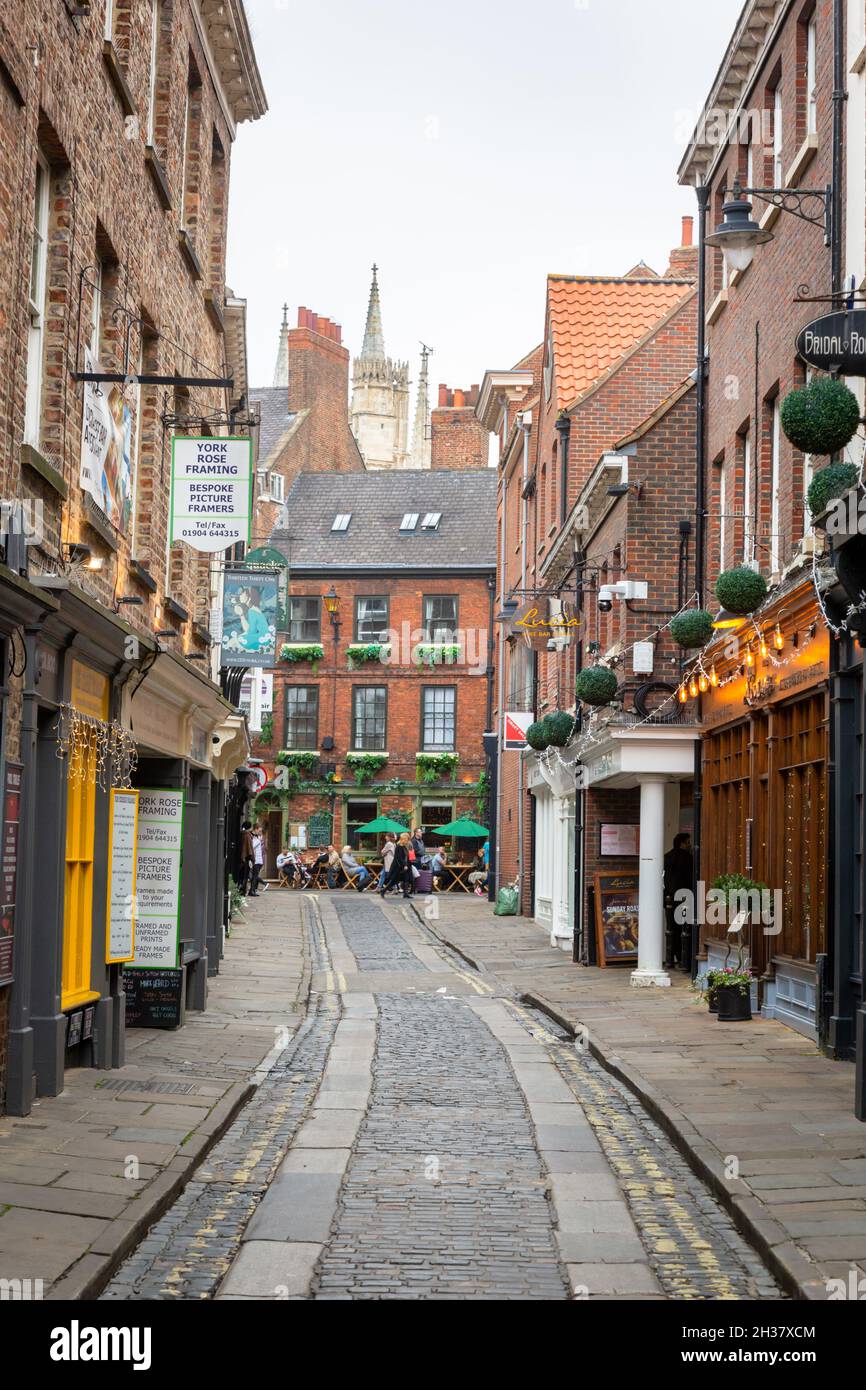 Street a York, inverno Foto Stock