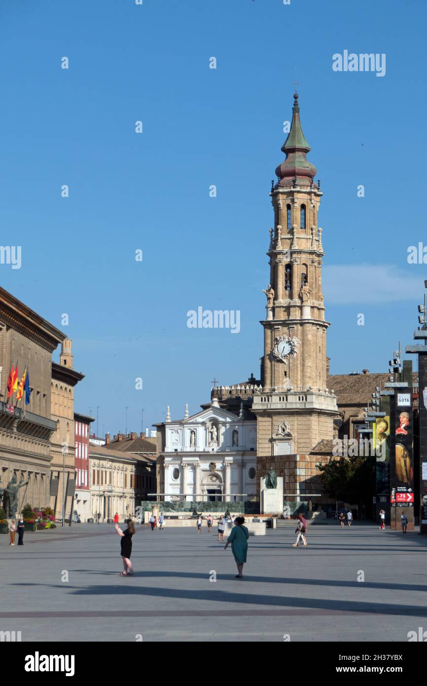 La Cattedrale del Salvatore (Catedral del Salvador) o la Seo de Zaragoza, una cattedrale cattolica romana a Saragozza, Spagna Foto Stock