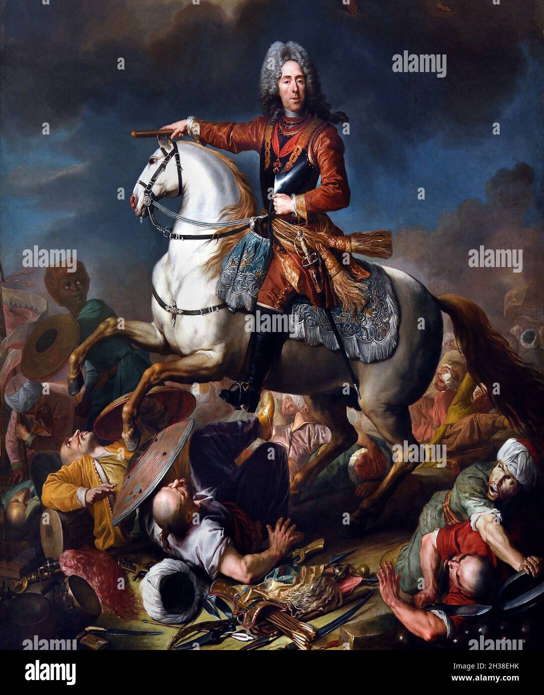 Ritratto equestre del Principe Eugenio di Savoia (1663-1736) primi del XVIII secolo di Jacob van Schuppen (1670-1751) Francese Foto Stock