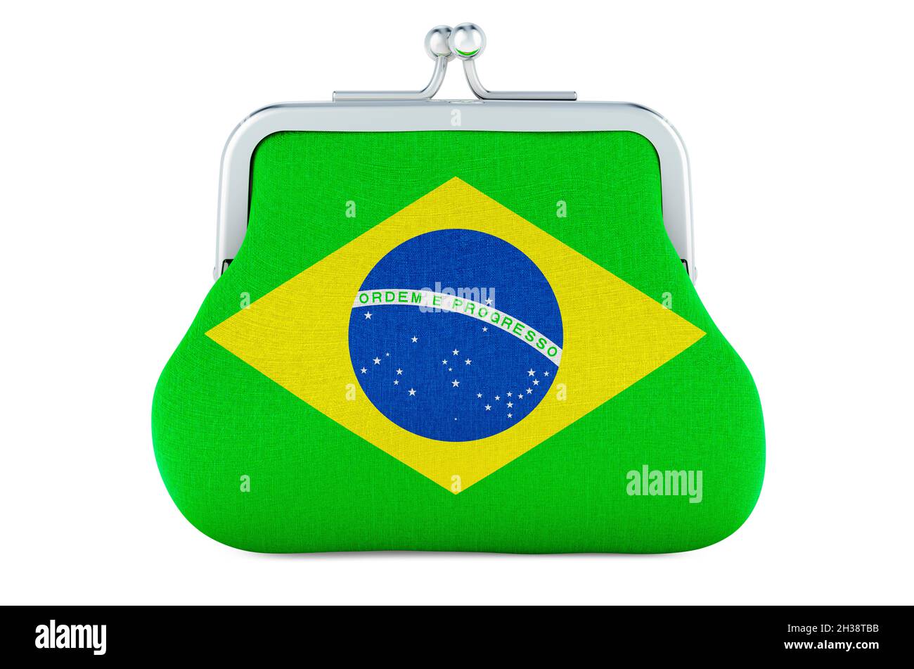 Bandiera brasiliana. Budget, investimento o finanziario, concetto bancario in Brasile. Rendering 3D isolato su sfondo bianco Foto Stock