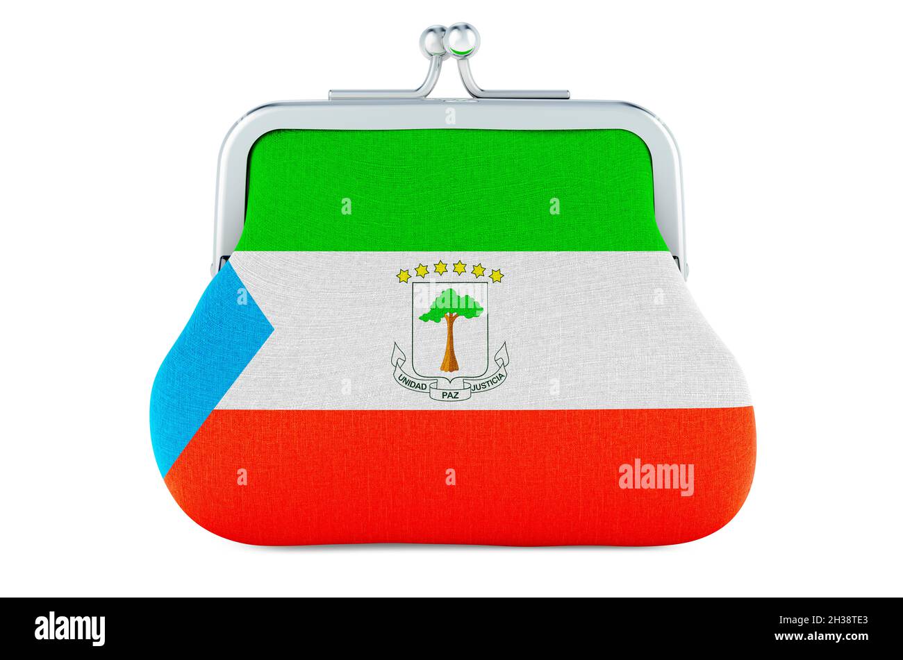 Bandiera della Guinea equatoguineana. Budget, investimenti o finanza, concetto bancario in Guinea Equatoriale. Rendering 3D isolato su sfondo bianco Foto Stock