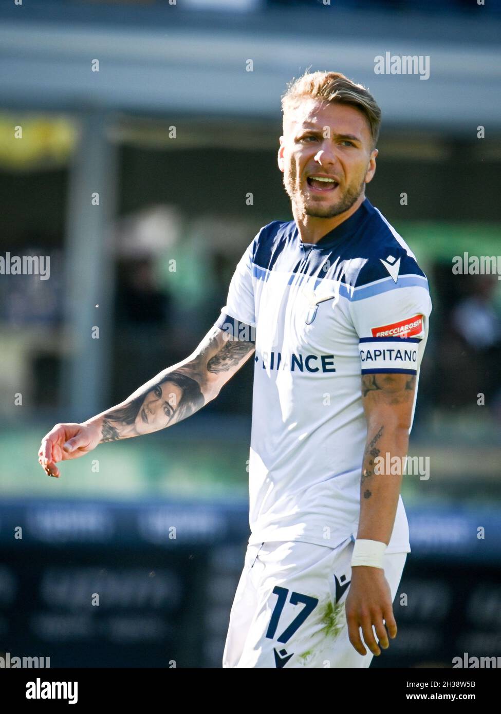 Verona, Italia. 24 ottobre 2021. Ciro immobile (Lazio) ritratto durante Hellas Verona FC vs SS Lazio, Serie Italiana di calcio A match a Verona, Italy, October 24 2021 Credit: Independent Photo Agency/Alamy Live News Foto Stock