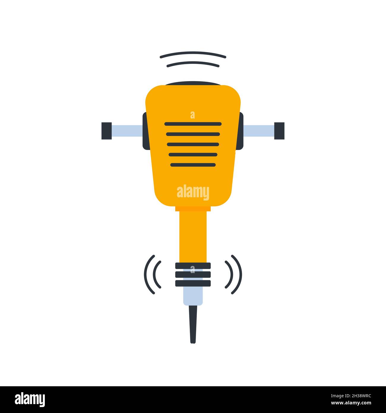 Icona del martello perforatore. Martello demolitore laterale a nastro di riparazione vibrazioni vettoriali utensile demolitore Illustrazione Vettoriale