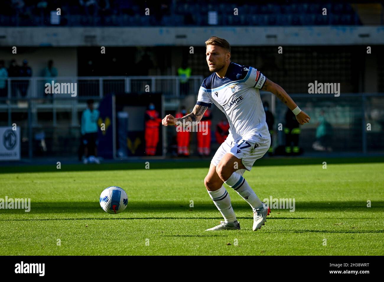 Verona, Italia. 24 ottobre 2021. Ciro immobile (Lazio) ritratto in azione durante Hellas Verona FC vs SS Lazio, Campionato Italiano di calcio a match a Verona, Italia, Ottobre 24 2021 Credit: Agenzia fotografica indipendente/Alamy Live News Foto Stock