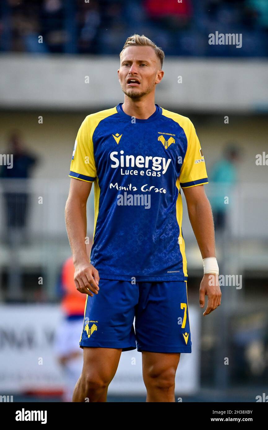 Verona, Italia. 24 ottobre 2021. Antonin Barak (Verona) ritratto durante Hellas Verona FC vs SS Lazio, Campionato Italiano di calcio A partita a Verona, Italia, Ottobre 24 2021 Credit: Agenzia fotografica indipendente/Alamy Live News Foto Stock