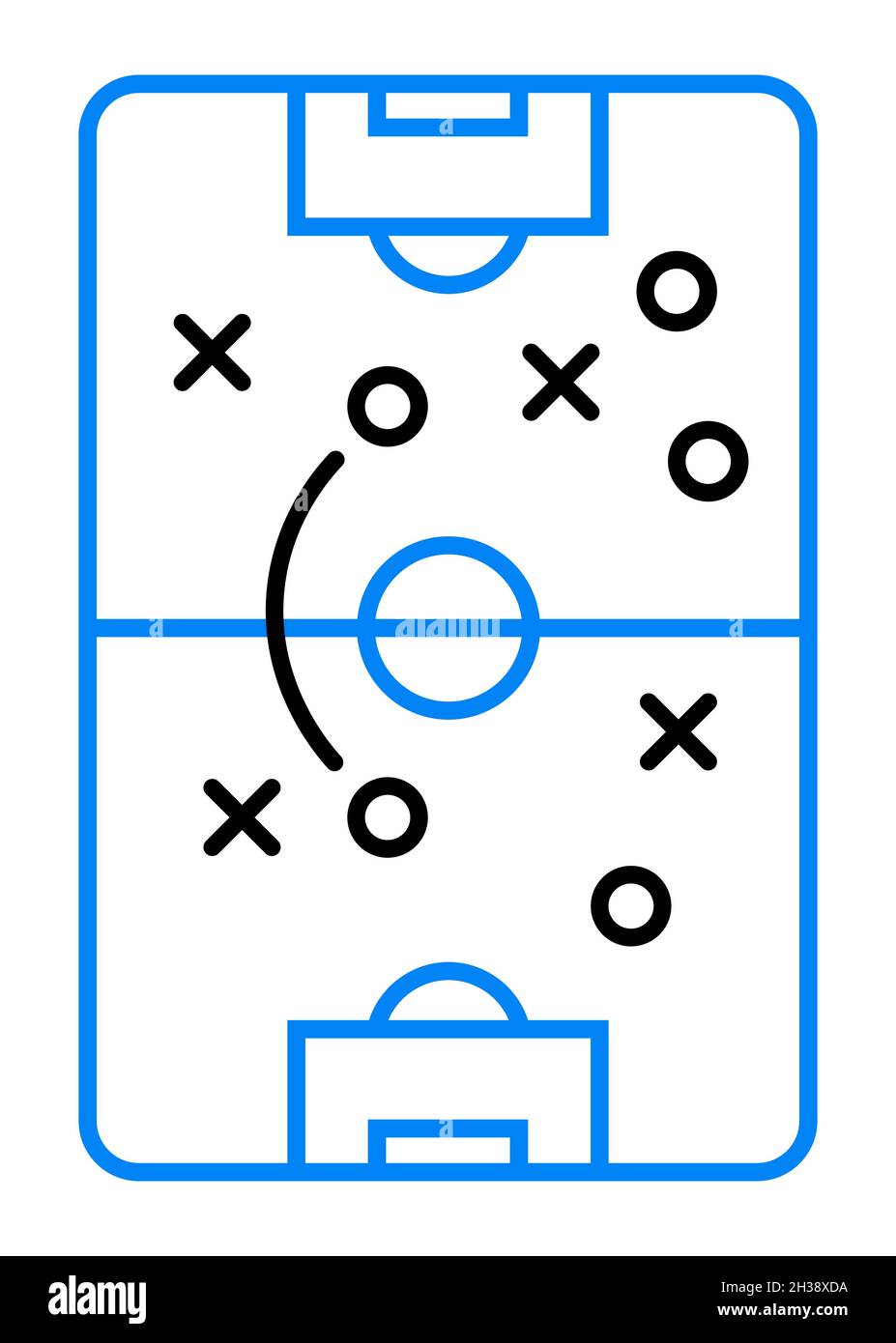 Calcio campo strategia gioco tattico calcio vettore tavolo gioco piano. Strategia della squadra di calcio Illustrazione Vettoriale