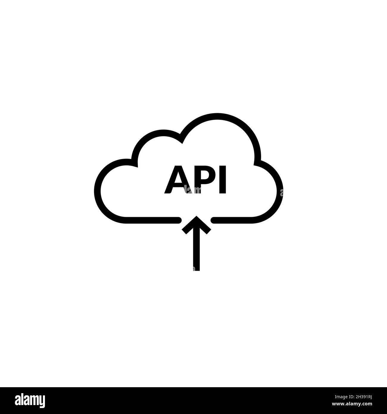 Processo di dati delle icone di integrazione cloud API. Pittogramma del sistema cloud api web vettoriale piatto Illustrazione Vettoriale