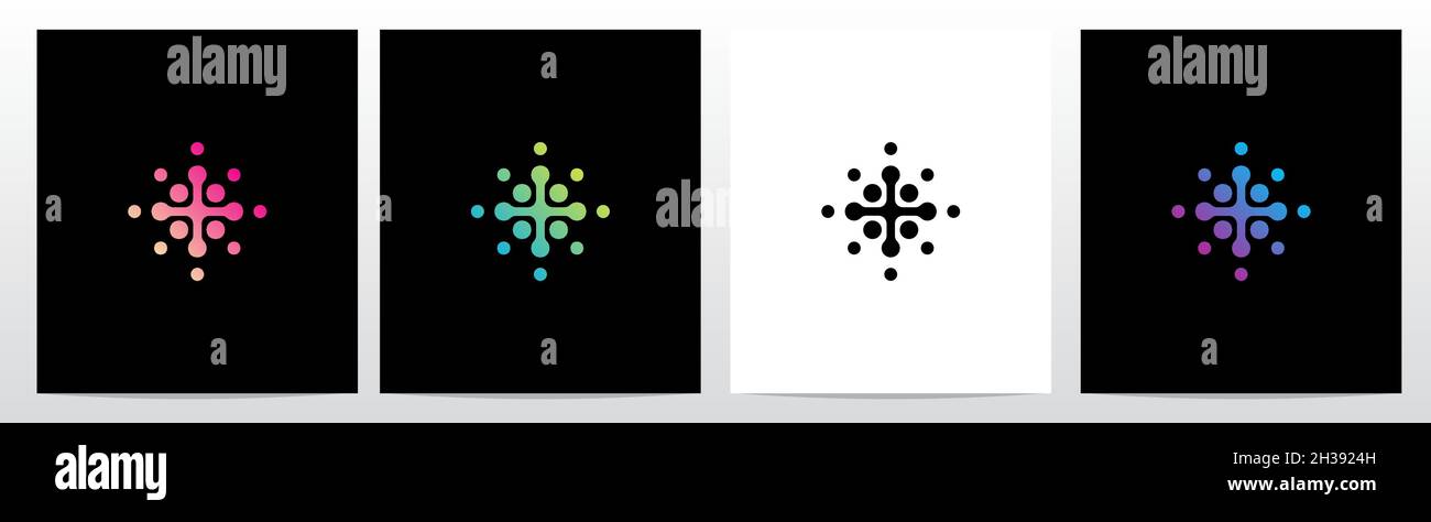 Punti di connessione ruota lettera Logo disegno X Illustrazione Vettoriale