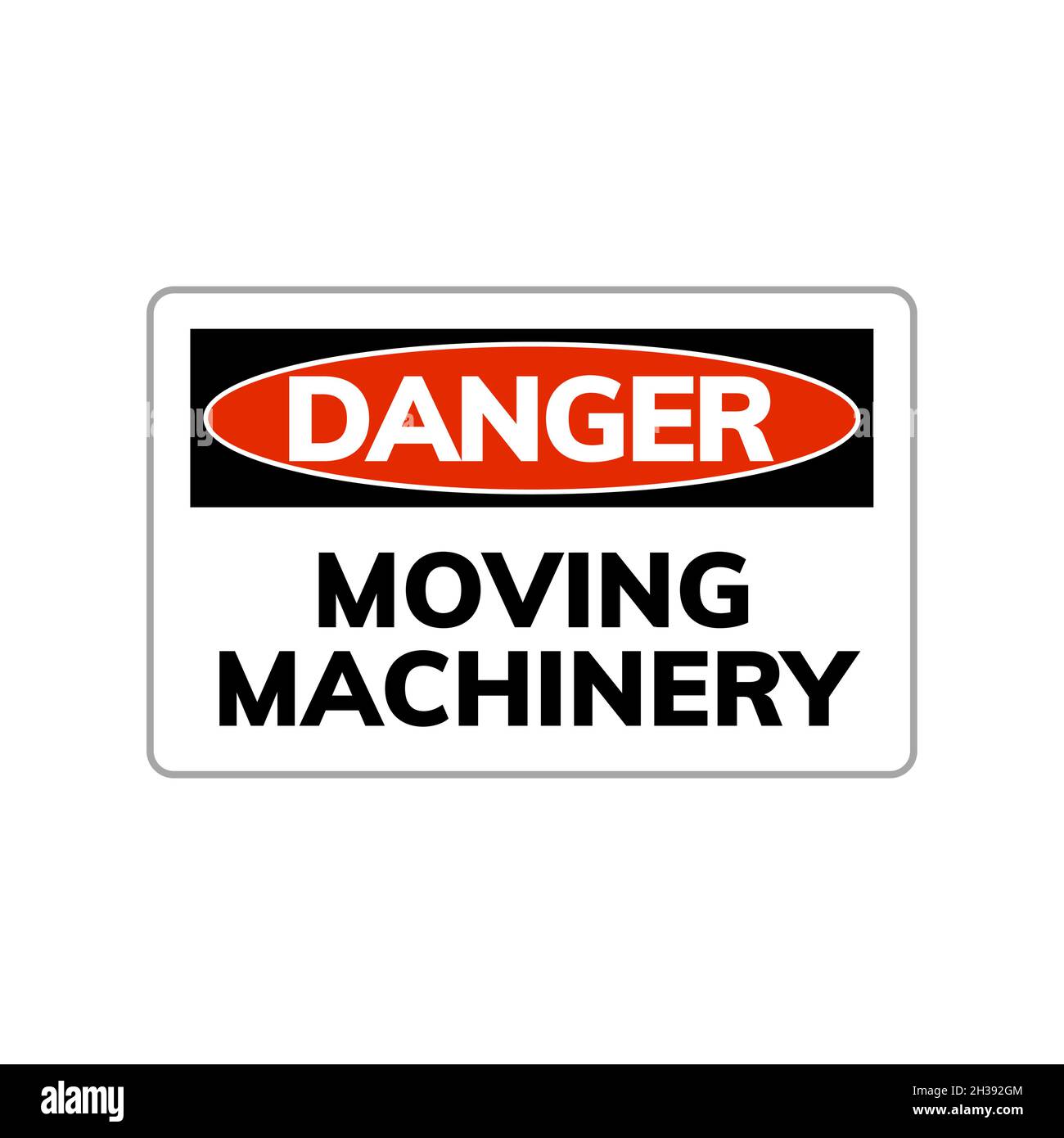 Cartello per macchine in movimento attenzione al simbolo di avvertenza. Simbolo pericolo movimento macchina Illustrazione Vettoriale