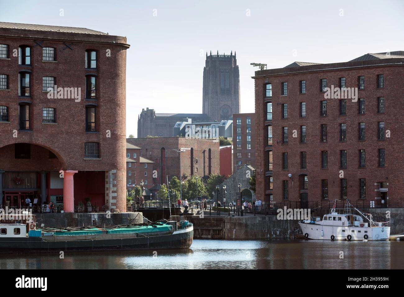Albert Dock e la Cattedrale di Liverpool Foto Stock