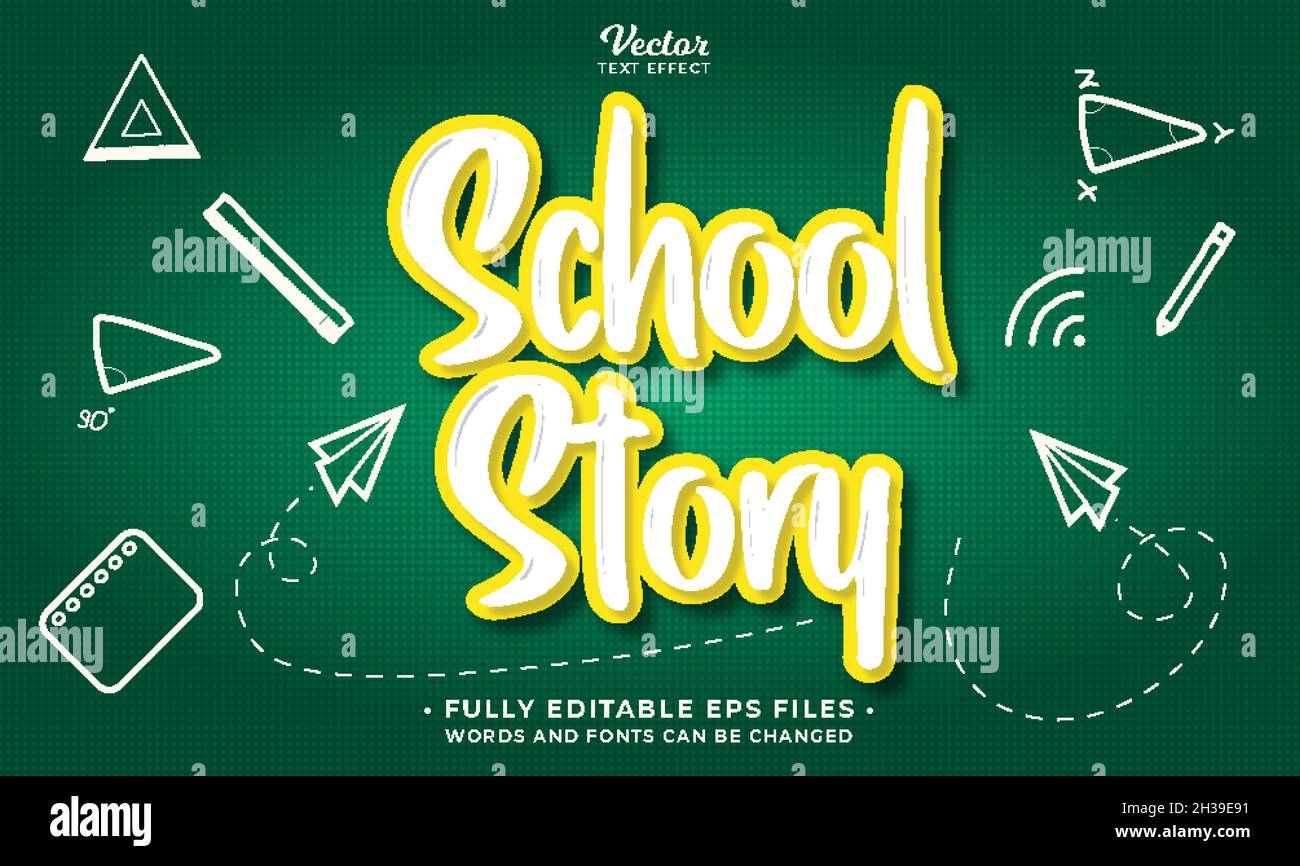 doodle school storia testo effetto vettore modificabile eps cc. le parole e i caratteri possono essere modificati Illustrazione Vettoriale