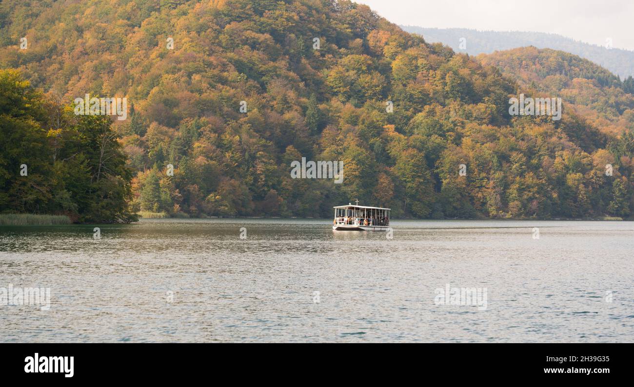 Laghi di Plitvice del parco nazionale della Croazia, autunno Foto Stock