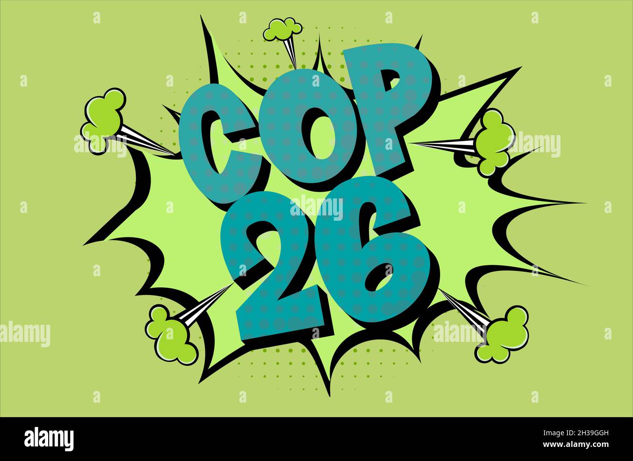COP 26 Glasgow 2021 Comic Explosion Vector Illustration - International Climate Summit Illustrazione Vettoriale