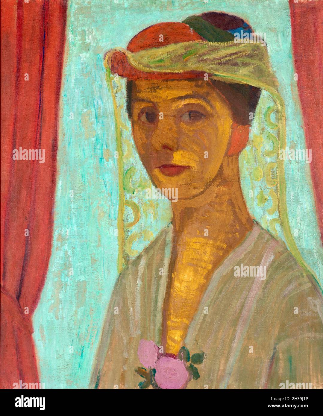 Autoritratto con cappello e velo - artista tedesco Paula Modissohn-Becker - 1906-1907 Foto Stock