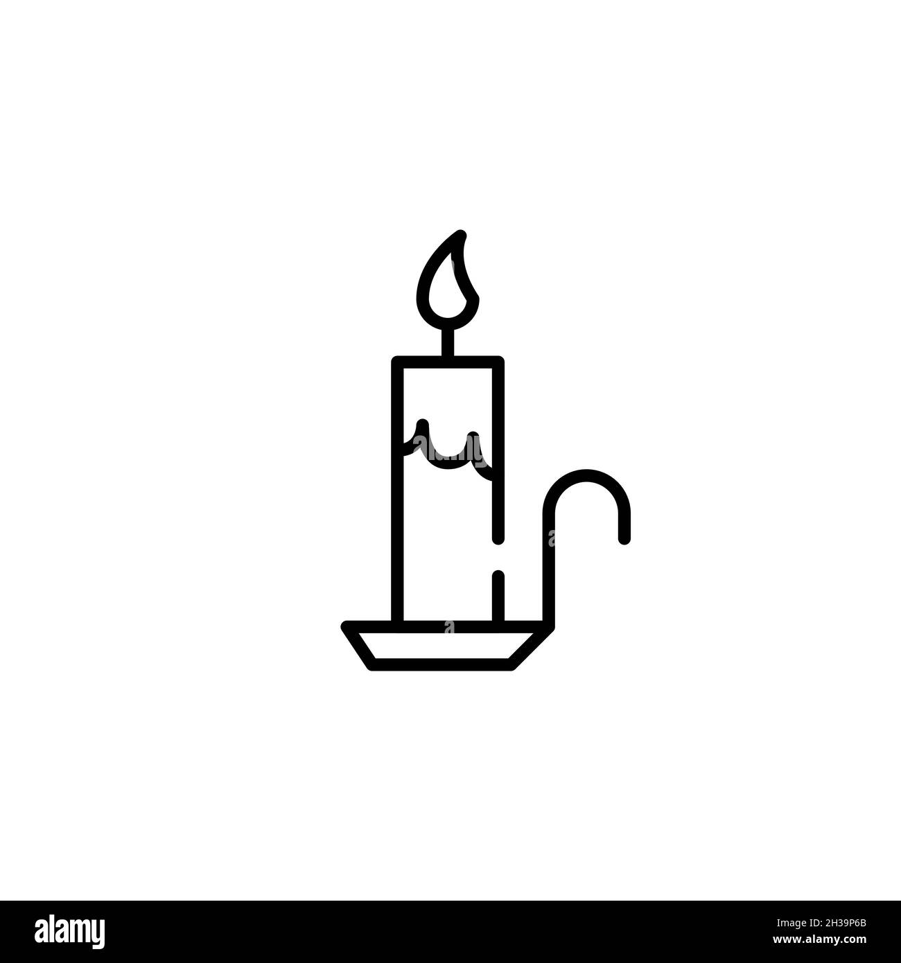 Candela che brucia Halloween pixel perfetto, editabile colpo linea icona arte Illustrazione Vettoriale
