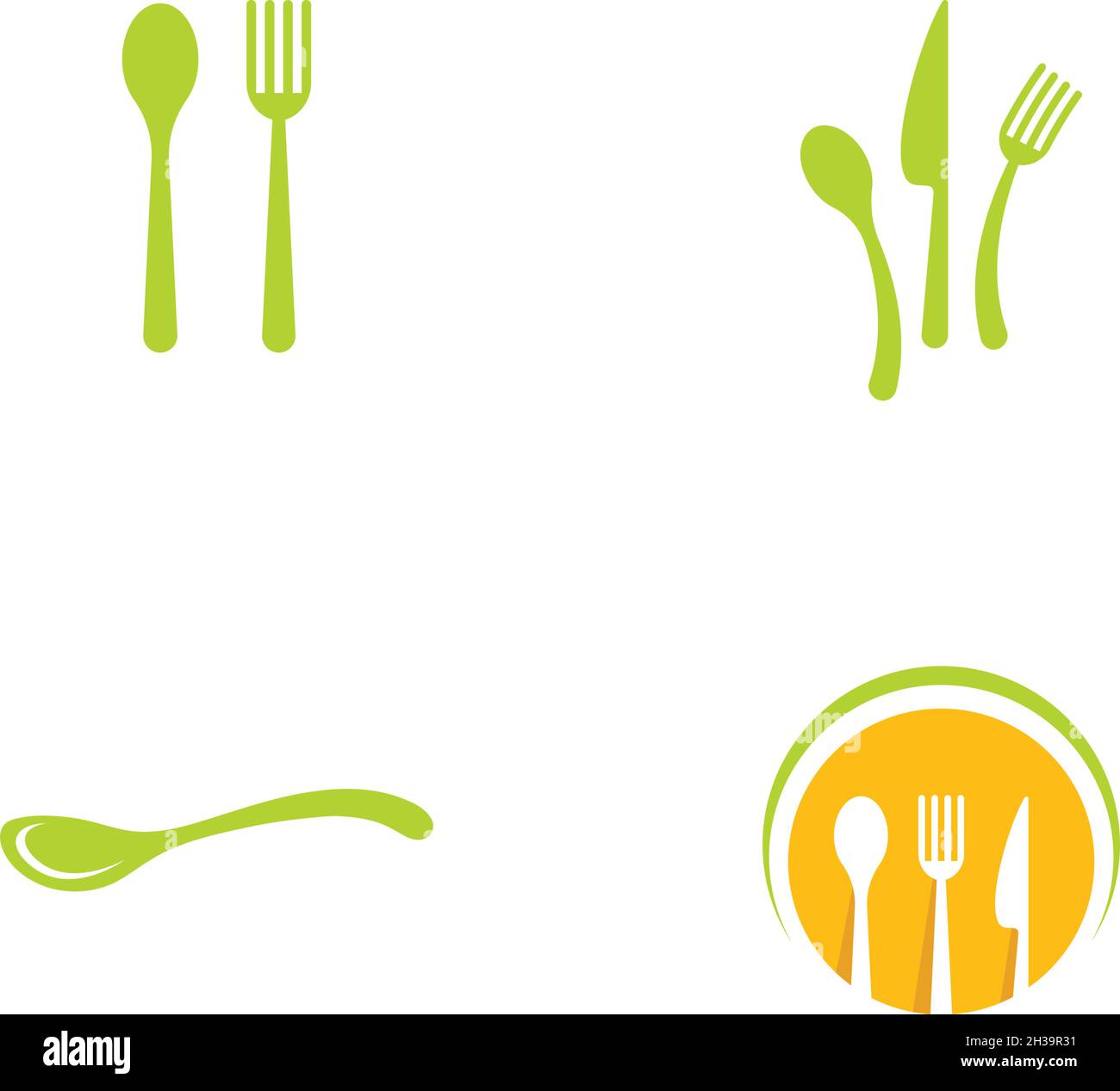 Cucchiaio e forchetta icona template vettoriale Illustrazione Vettoriale
