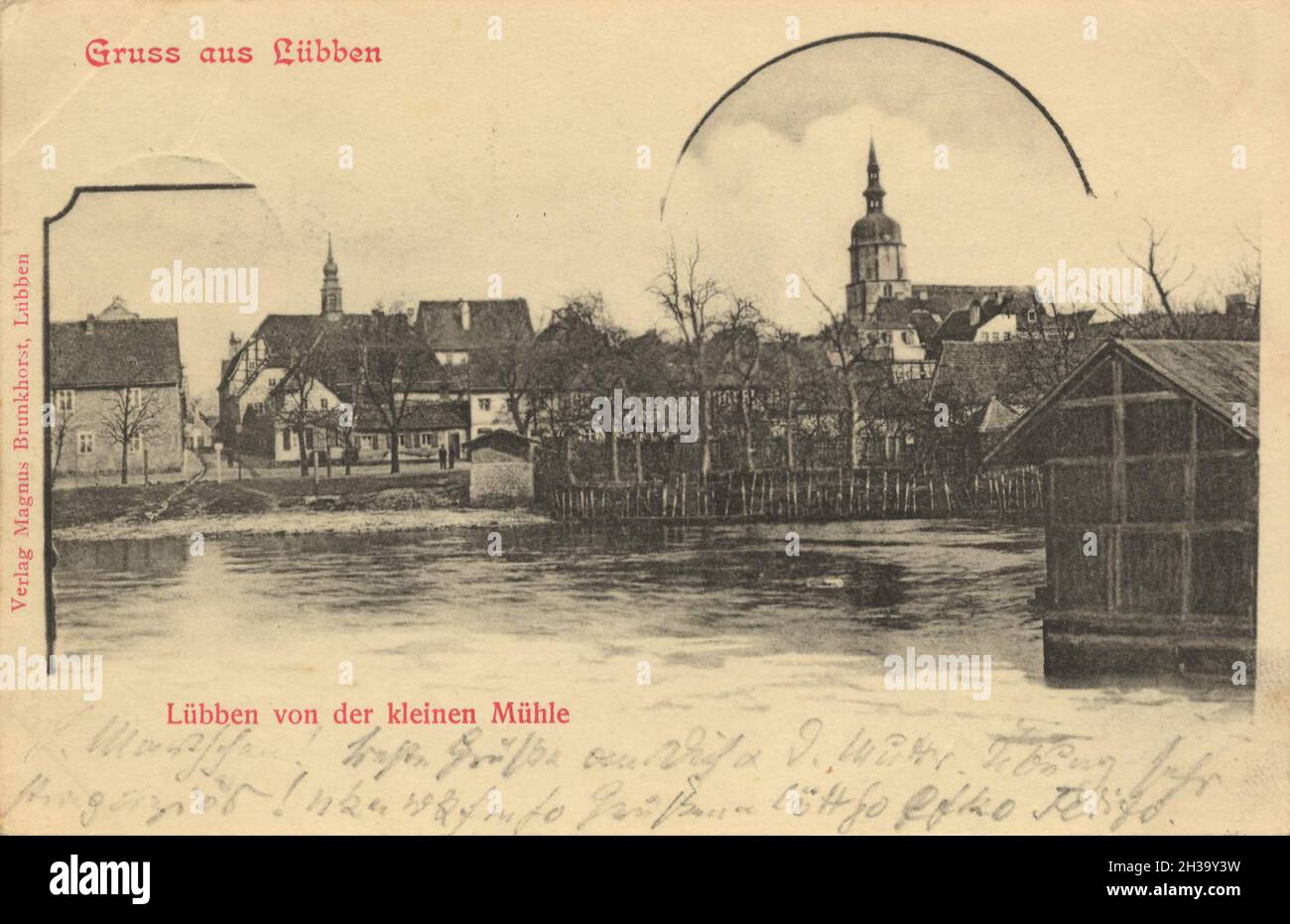 Lübben, Landkreis Dahme-Spreewald in der Niederlausitz im Land Brandenburg, Deutschland, Ansicht von ca 1910, digitale Reproduktion einer gemeinfreien Postkarte Foto Stock