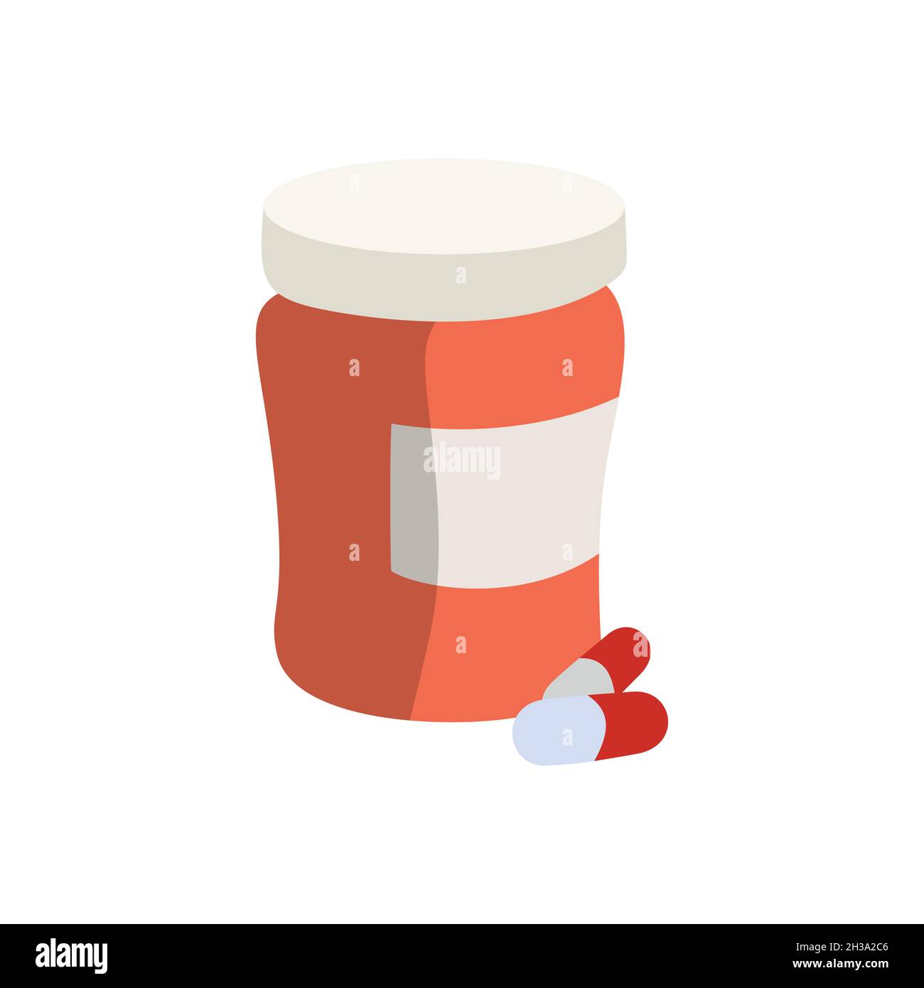 Flat Vector Medical flacone e pillole disegno piatto Illustrazione Vettoriale