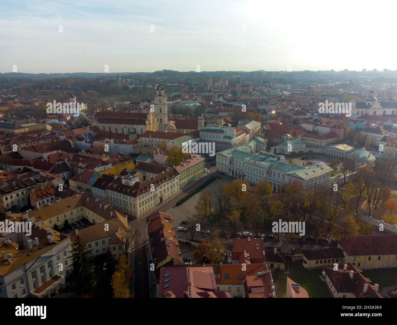 Vilnius Oldtown visibile dal drone Foto Stock