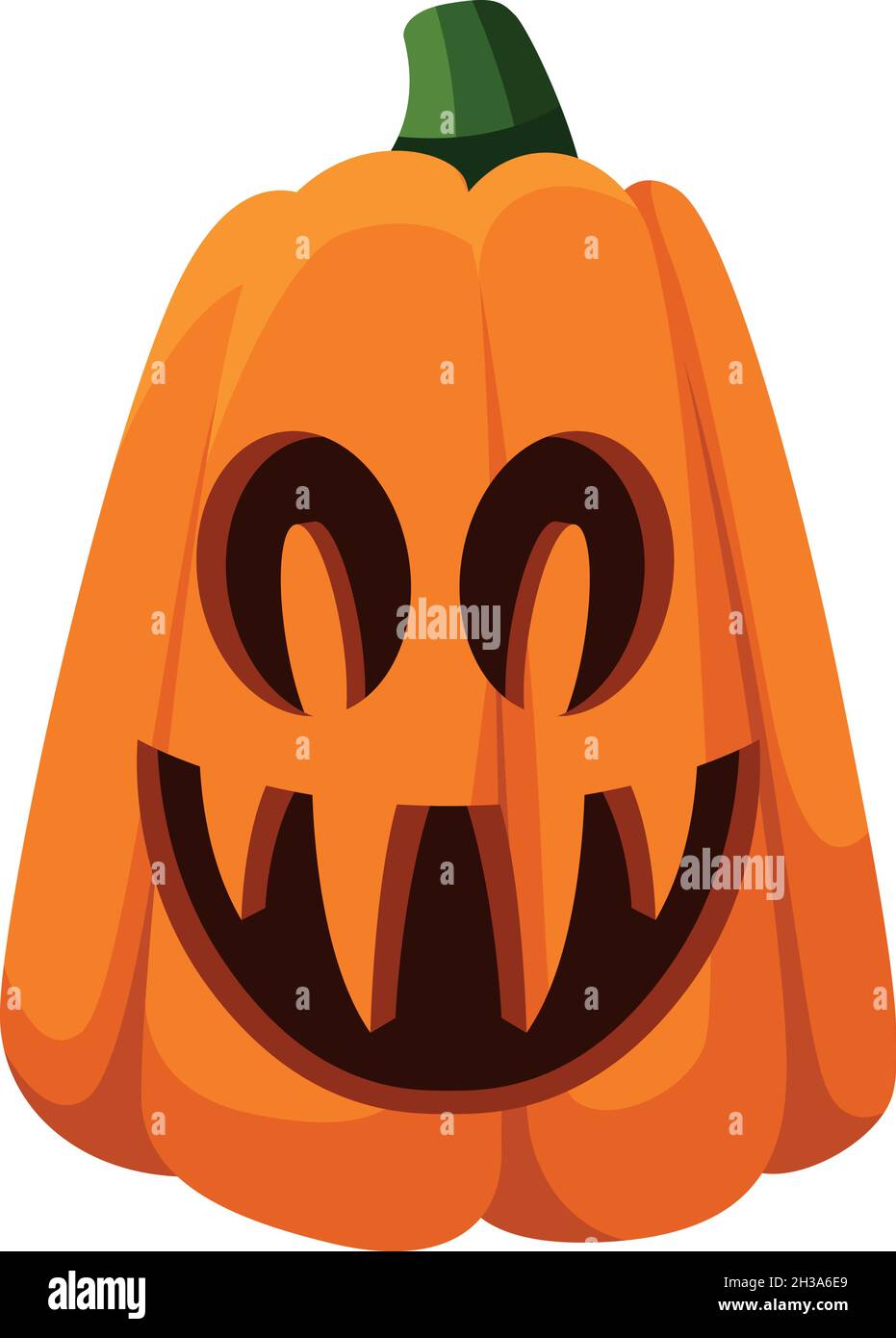 Faccia di zucca intagliata con grandi tehs. Decorazione di Halloween Illustrazione Vettoriale