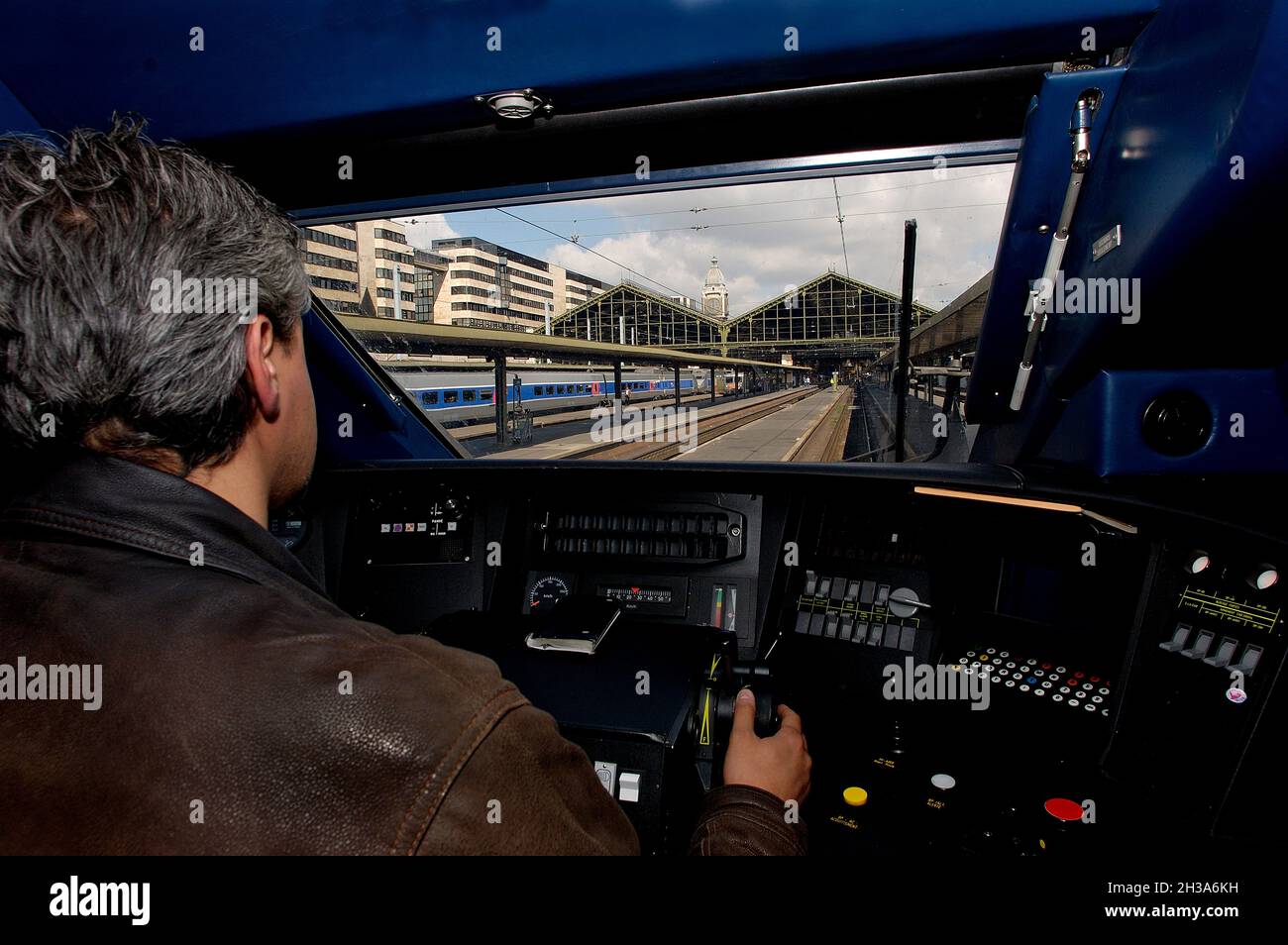 FRANCIA. PARIGI (75) ARRIVO DEI TRENI TGV AD ALTA VELOCITÀ ALLA STAZIONE FERROVIARIA GARE DE LYON Foto Stock