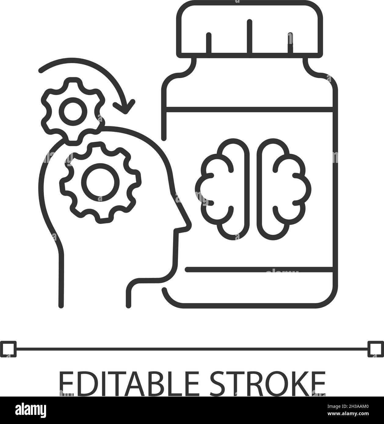 Il lavoro mentale integra icona lineare Illustrazione Vettoriale