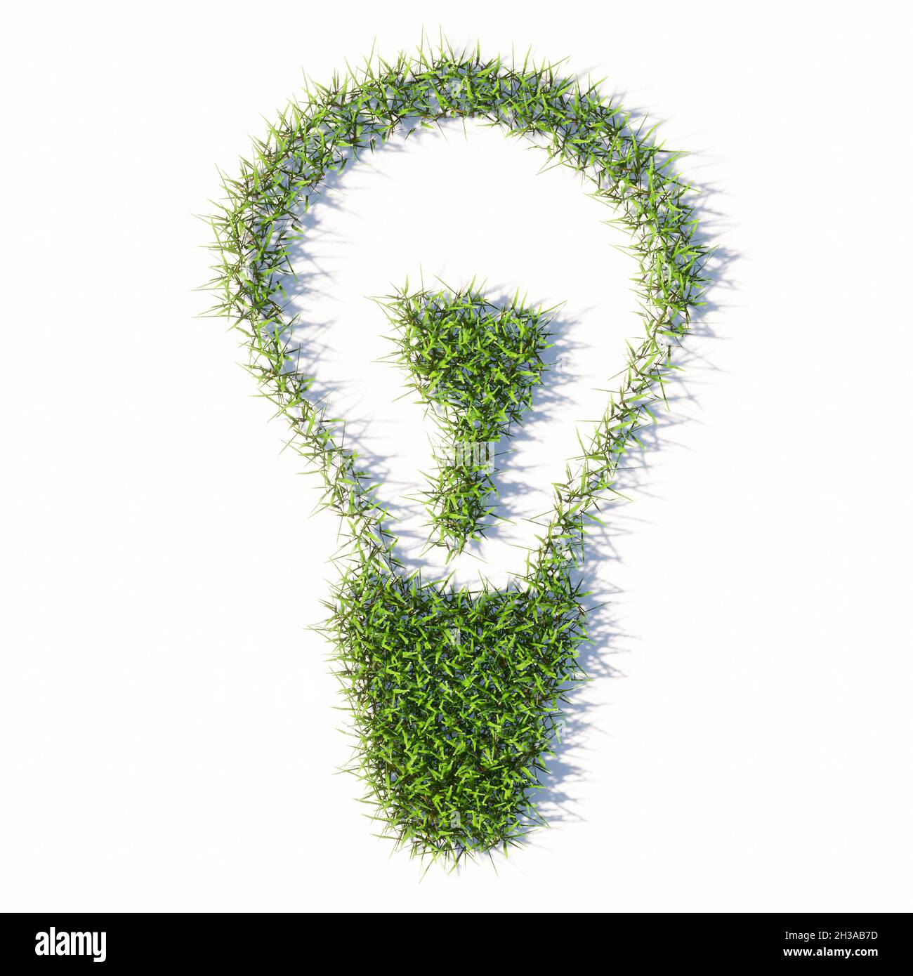 Concetto o concettuale verde estate prato erba isolato su sfondo bianco, segno di una lampadina. metafora dell'illustrazione 3d per l'ispirazione Foto Stock