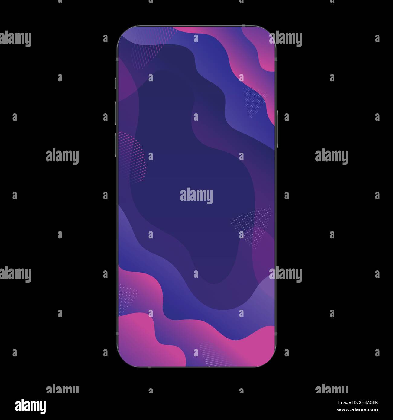 Modello realistico per smartphone con sfondo blu e rosa sfumato. Modello mobile vettoriale. Illustrazione vettoriale Illustrazione Vettoriale