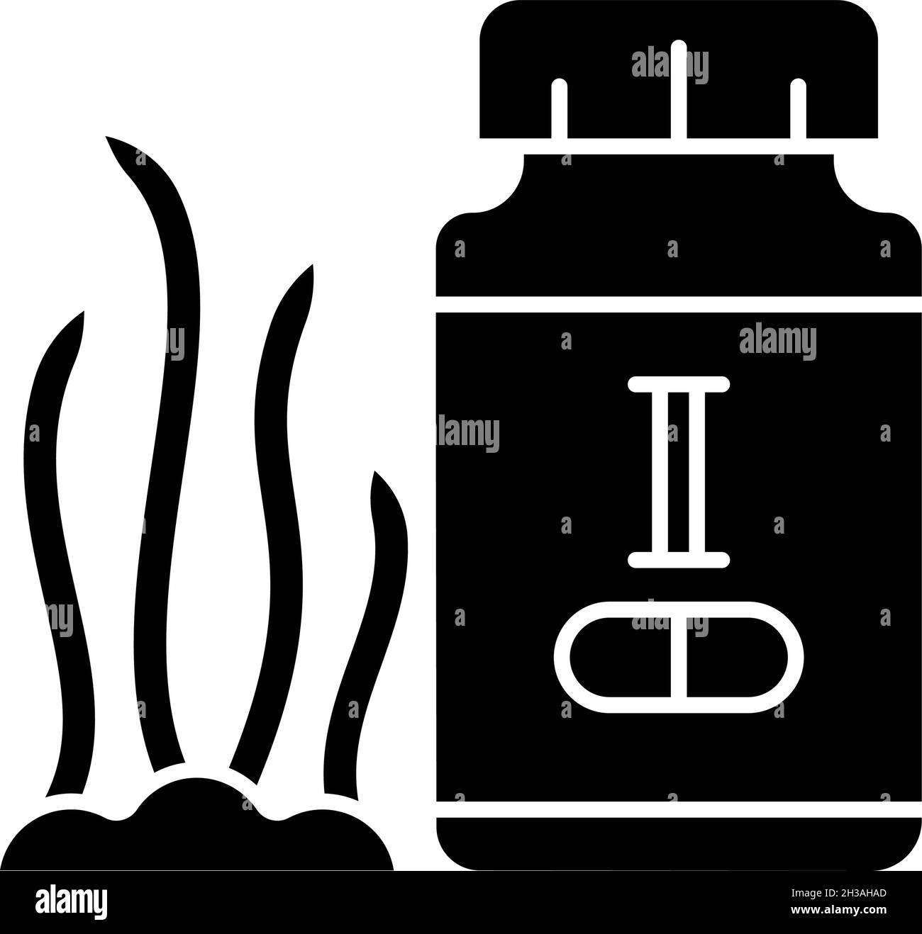 Iodio supplementi nero glifo icona Illustrazione Vettoriale