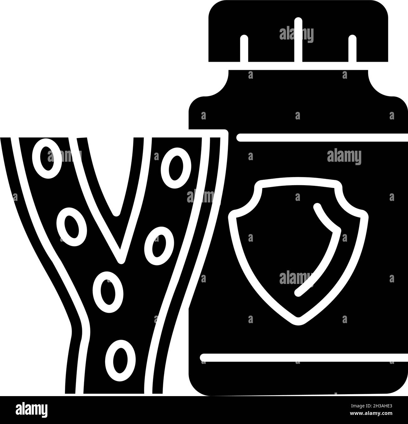 I vasi sanguigni integrano l'icona glyph nero Illustrazione Vettoriale
