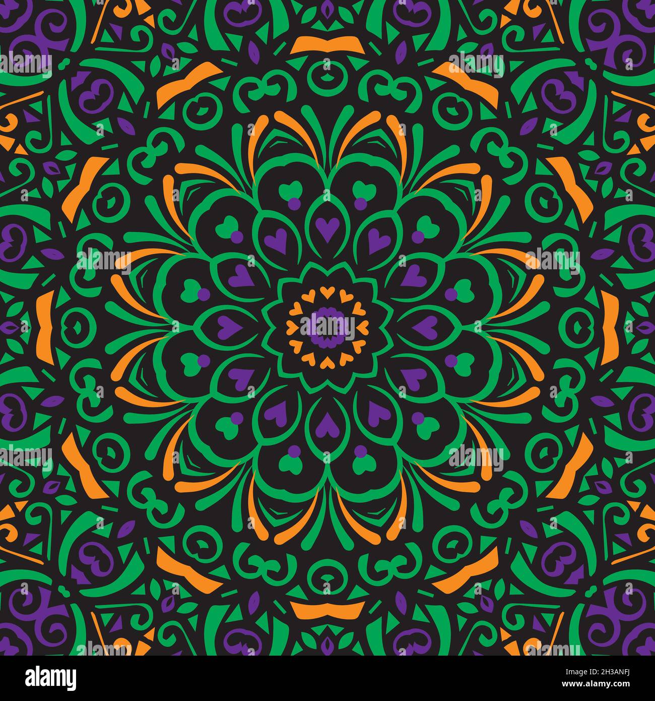 Motivo floreale senza cuciture. Stile etnico decorazione ornamentale colorata per scopi diversi. Illustrazione Vettoriale