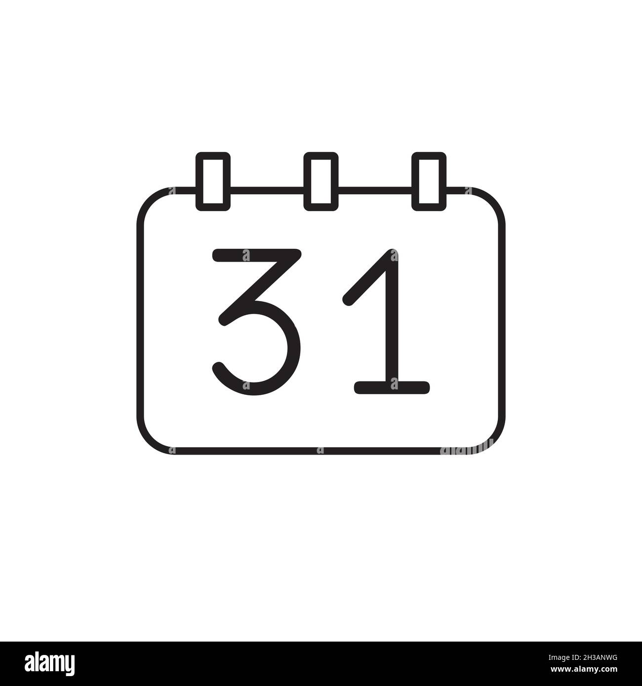 Icona del calendario vettoriale Dicembre 31 isolata. Icona data lineare. Illustrazione Vettoriale