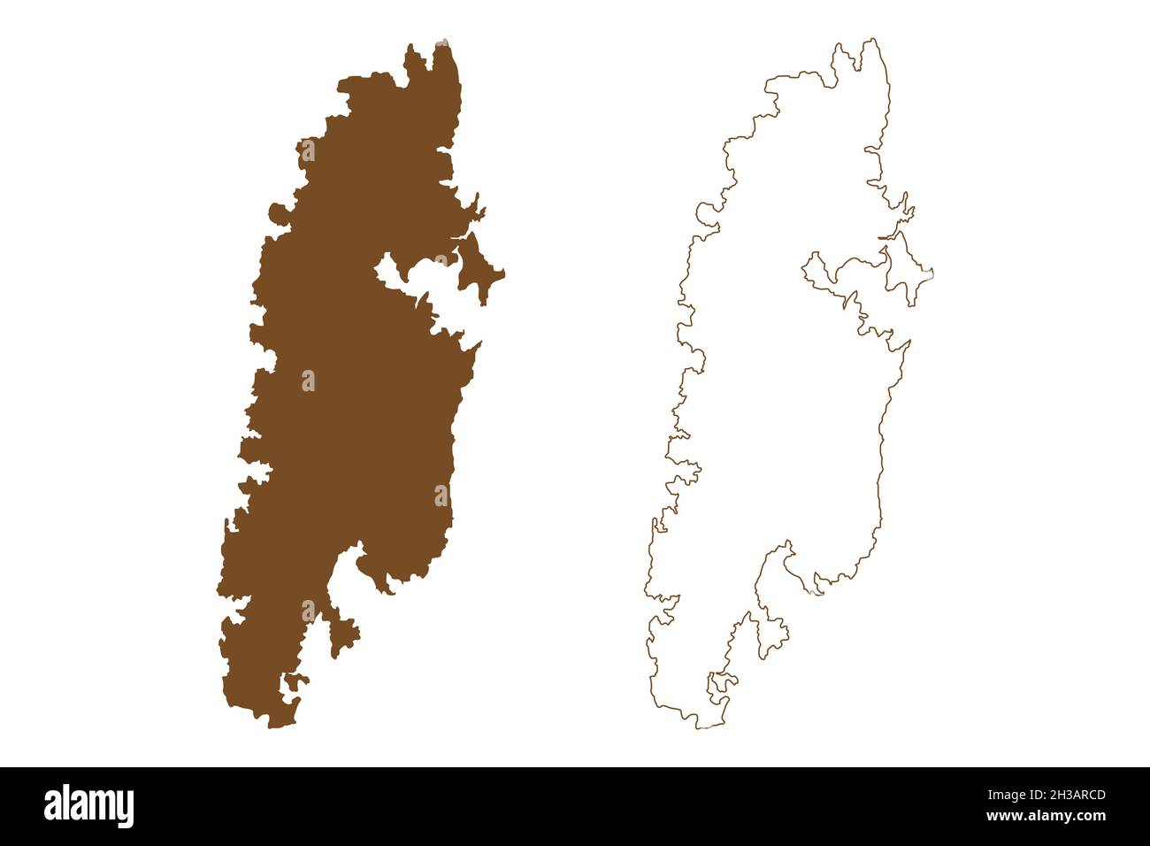 Isola delle Andamane del Nord (Repubblica dell'India, territorio dell'Unione indiana delle Isole Andamane e Nicobare) illustrazione vettoriale della mappa, schizzo dello scricbble delle Andamane del Nord Illustrazione Vettoriale