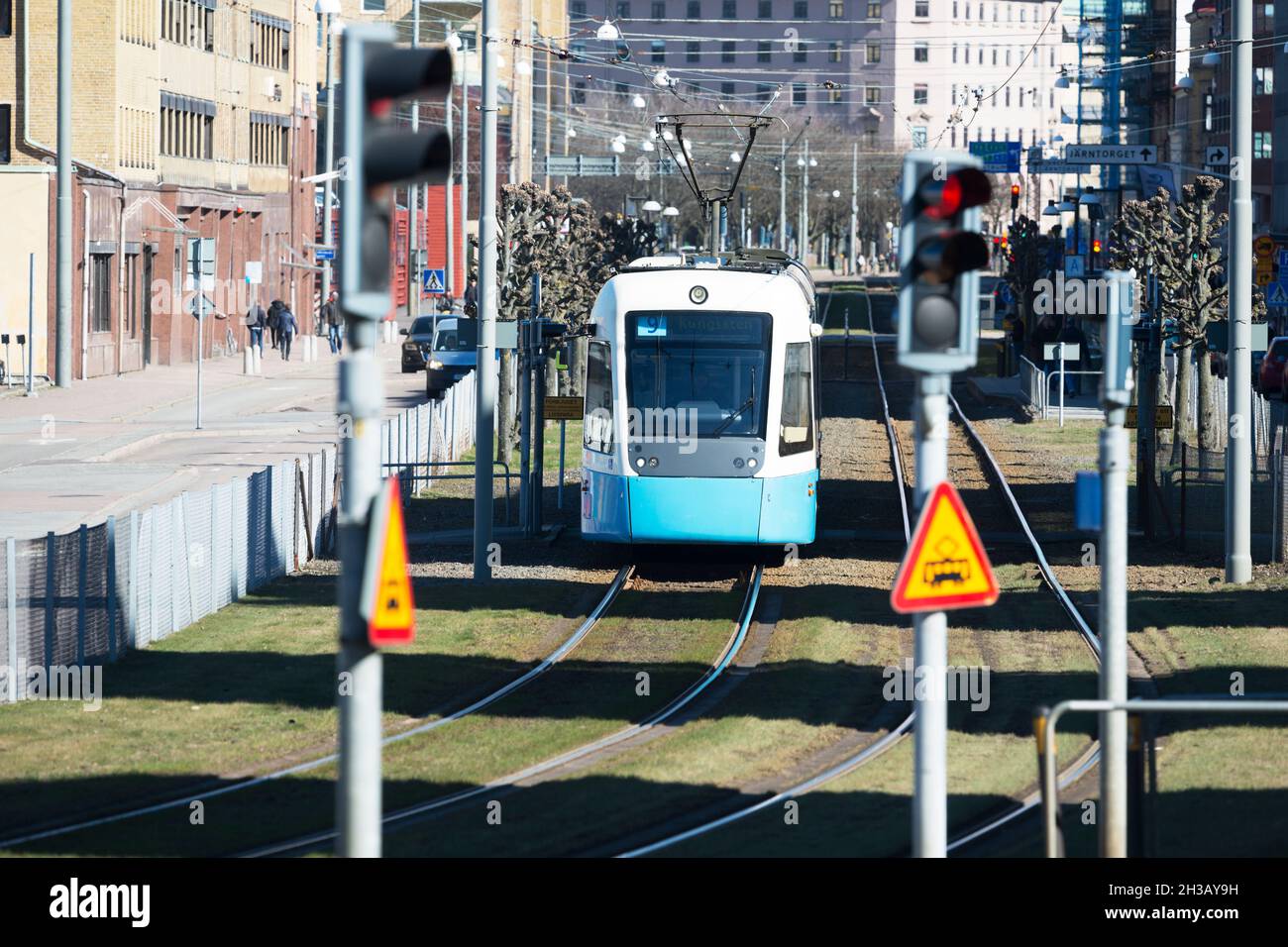 Un tram a Göteborg, Svezia Foto Stock