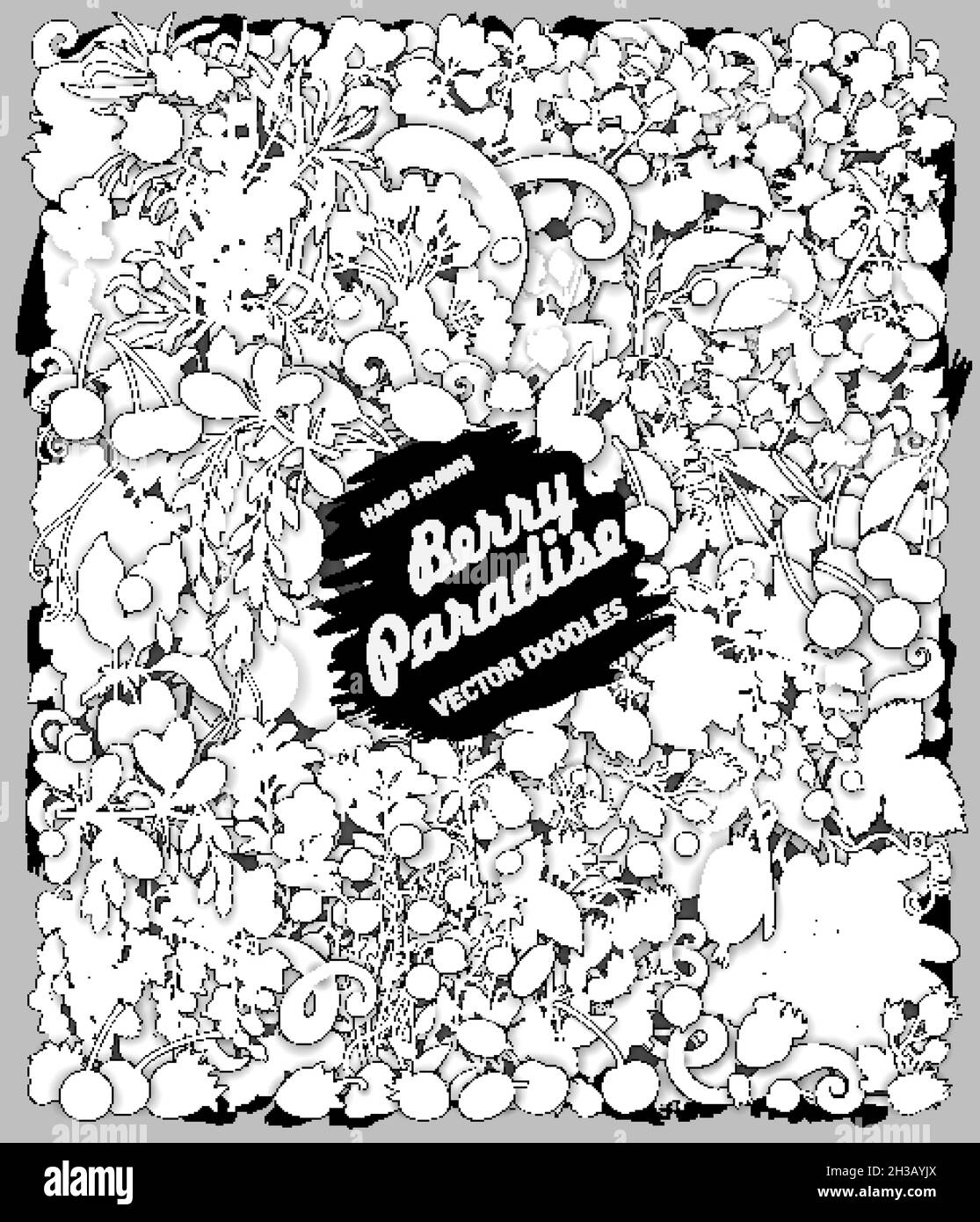 Bacche disegno a mano vettore doodles illustrazione. Natura elementi e oggetti cartoon banner. Illustrazione Vettoriale