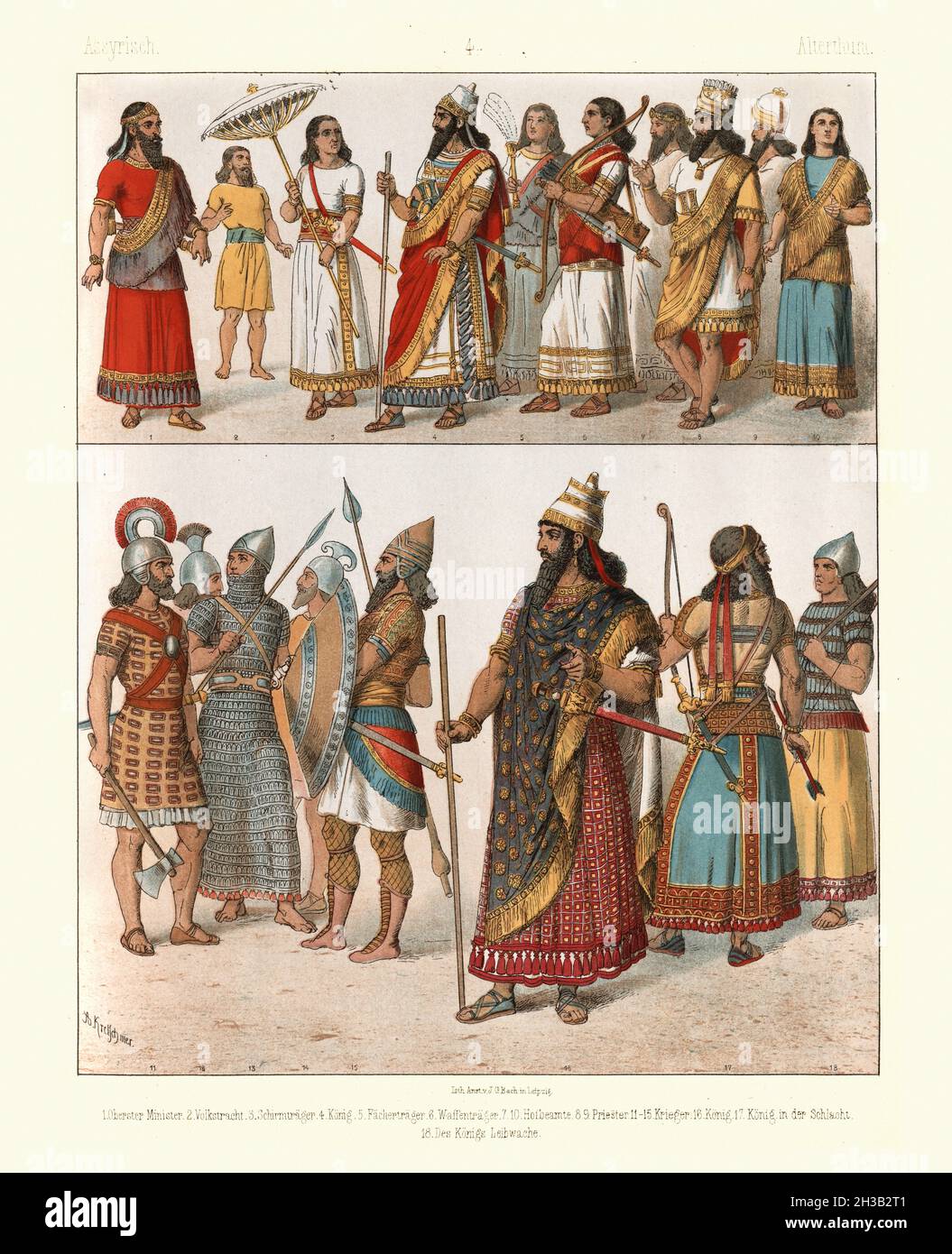 Costumi e moda dell'antica Assiria, Re, sacerdote, Guerriero, Soldato Foto Stock