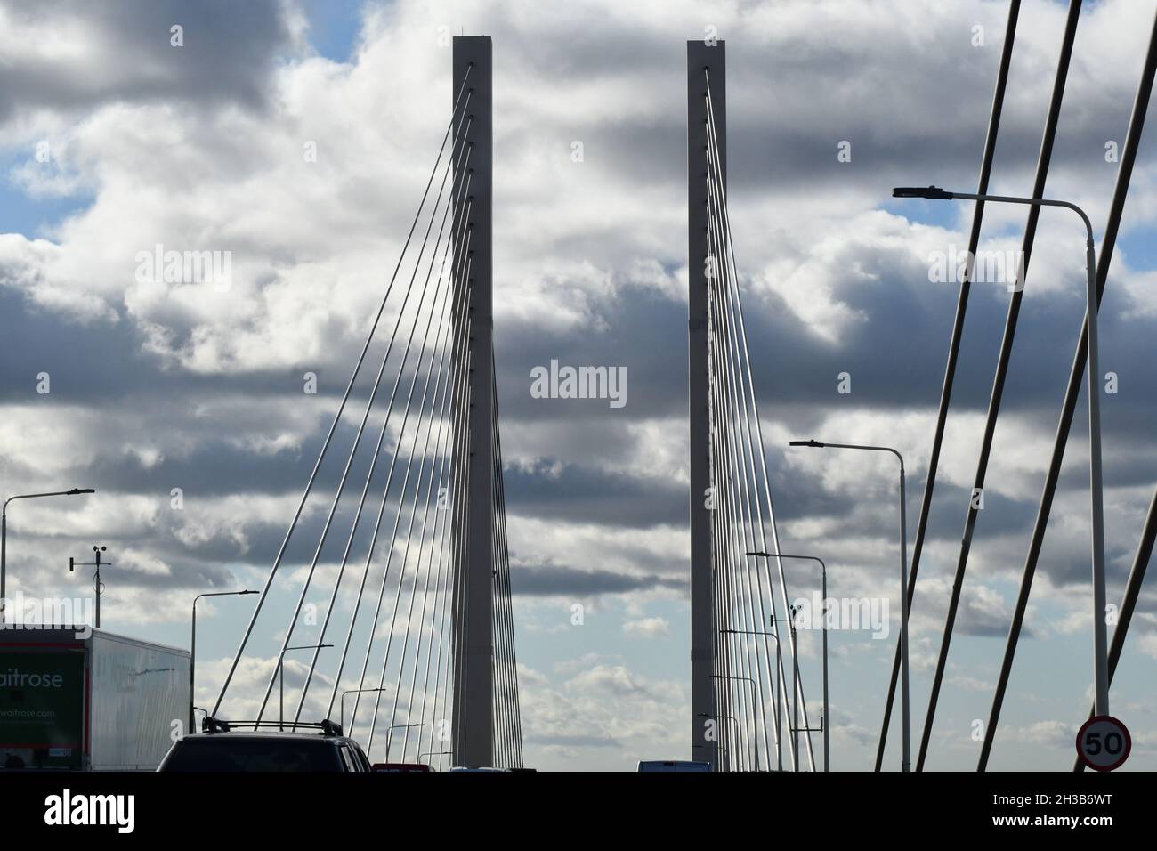 Dartford Crossing Bridge, aperto nel 1991 Foto Stock