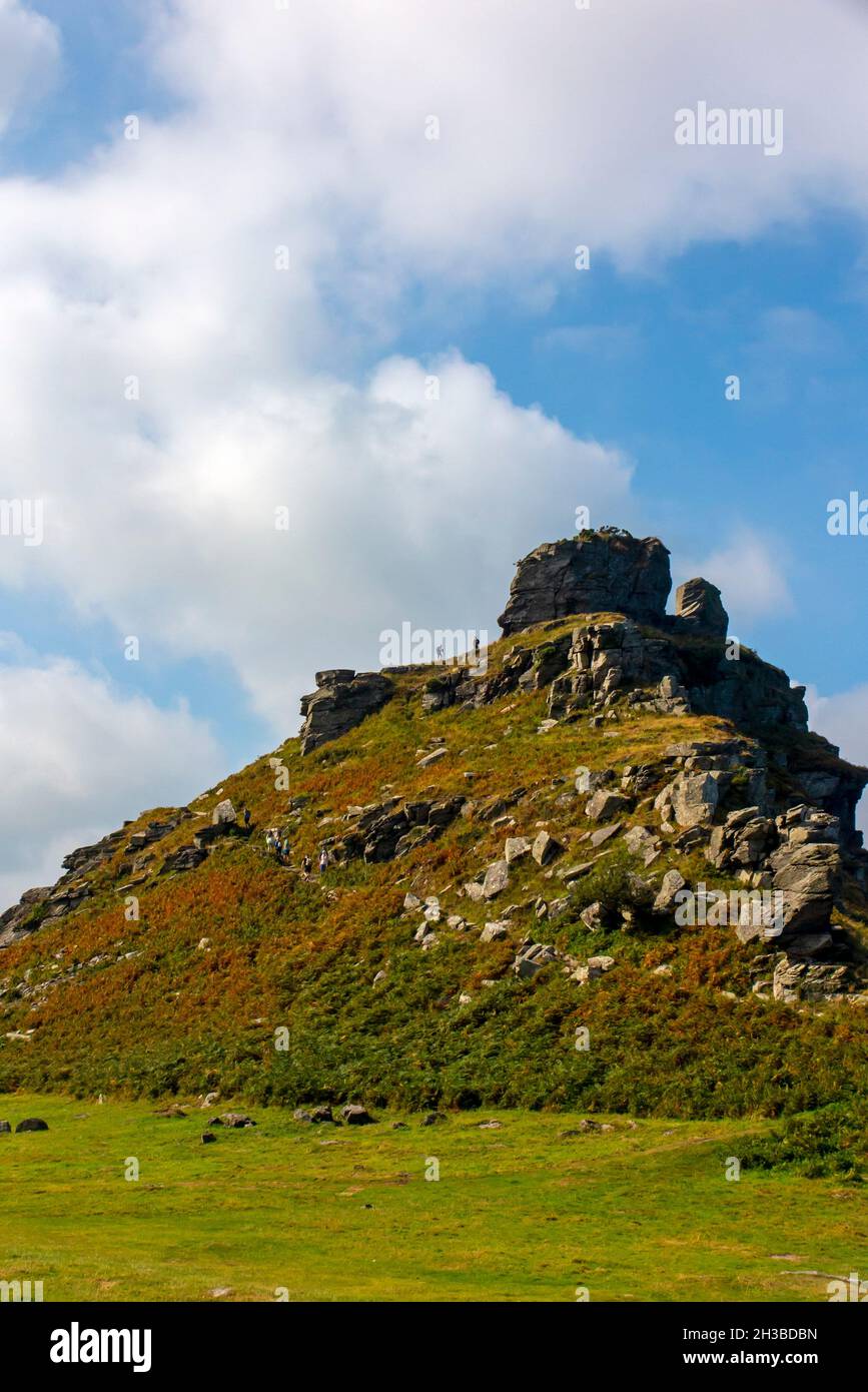 Castle Rock nella Valle delle rocce vicino a Lynmouth nel Parco Nazionale Exmoor North Devon Inghilterra Regno Unito Foto Stock