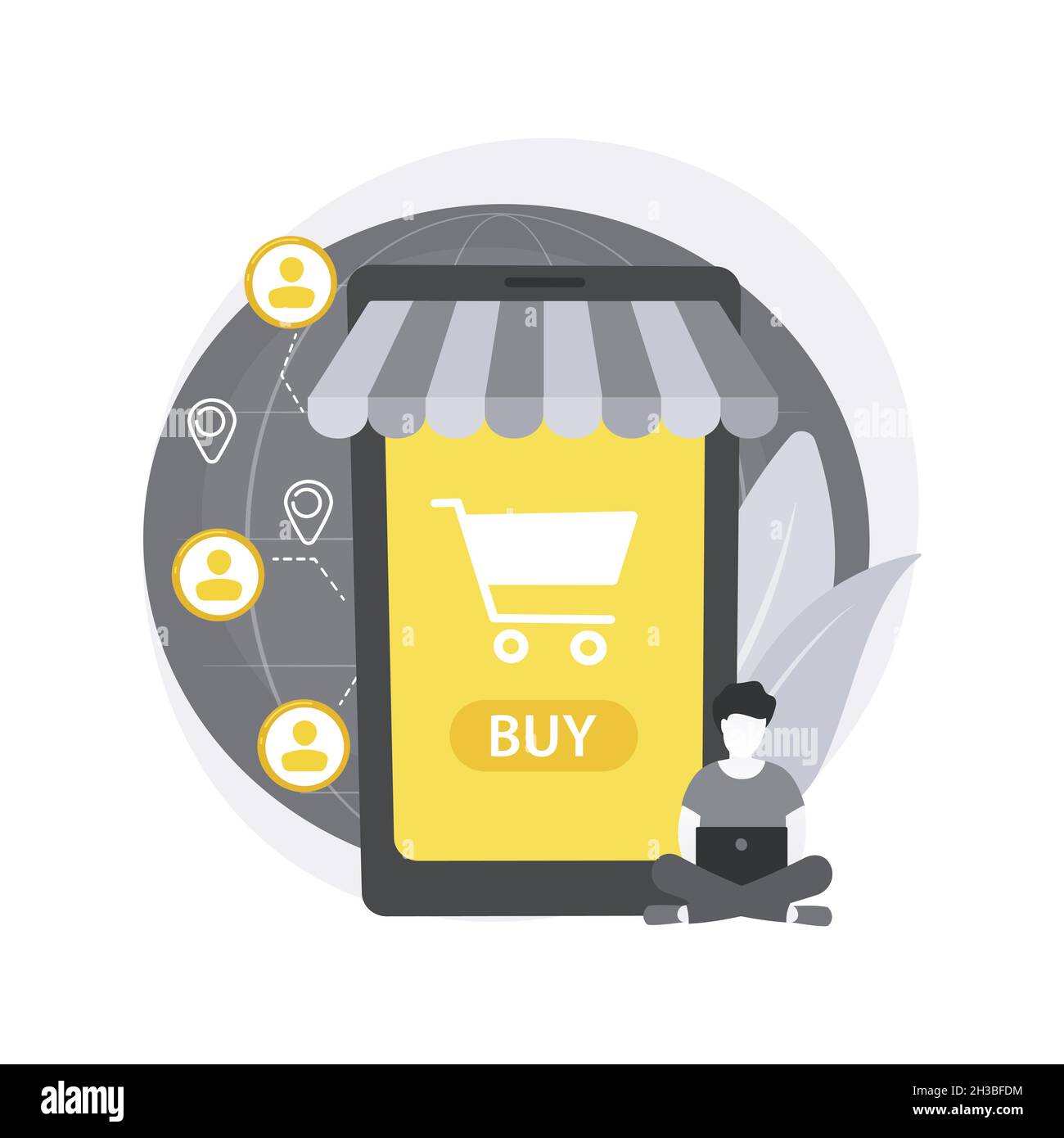 Illustrazione vettoriale del concetto astratto delle vendite virtuali. Illustrazione Vettoriale