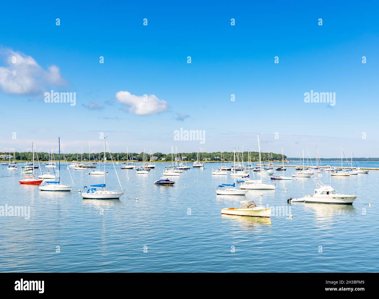 Porto di Sag Harbour e barche Foto Stock