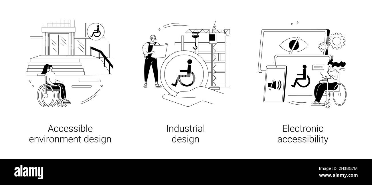 Illustrazioni vettoriali astratte del concetto di ambiente privo di barriere. Illustrazione Vettoriale