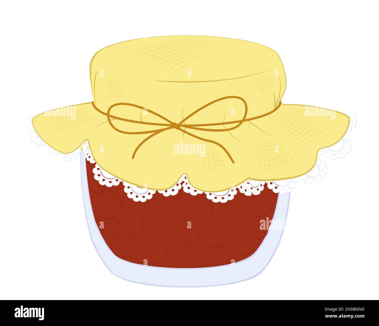 Vaso di marmellata con illustrazione di bacche rosse. Icona del cibo dolce vettore cartoon isolato su bianco. Illustrazione Vettoriale