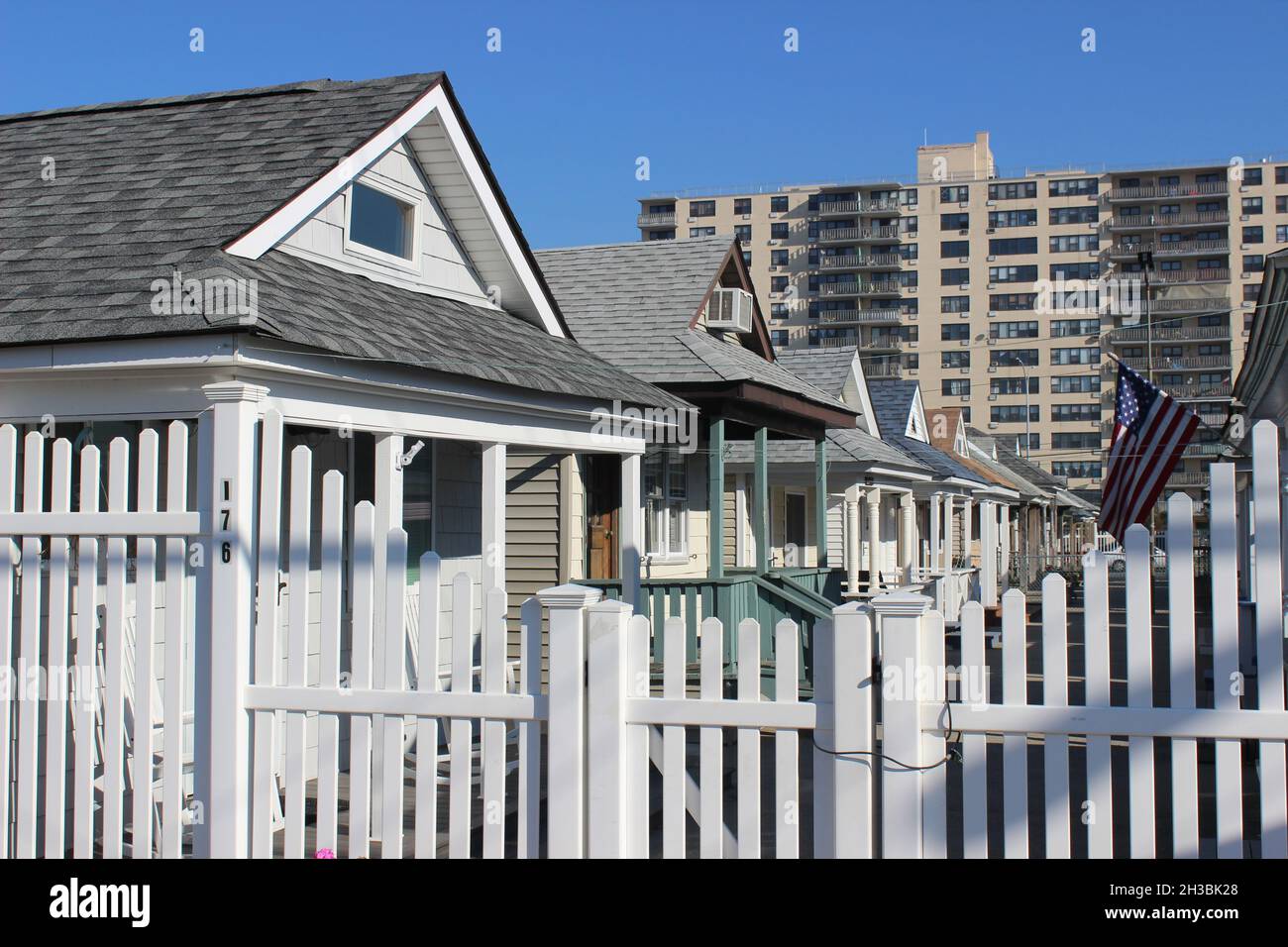 Beach Bungalows, Breeney Court, Seaside, Rockaway Park, Queens, New York Foto Stock