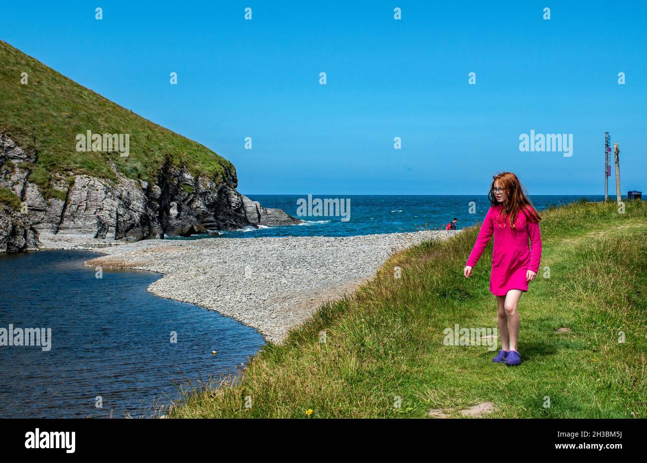 Cwmtydu Beach, Cerediaion, Galles occidentale. Foto Stock