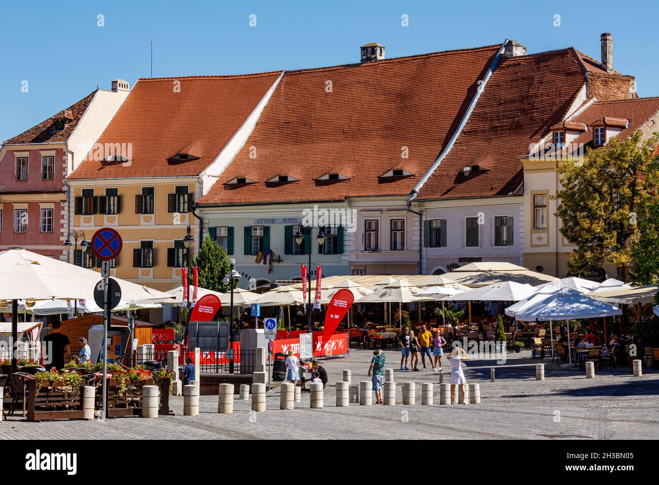 La città di Sibiu in Romania Foto Stock