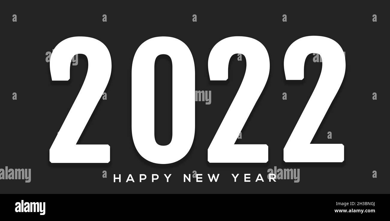 2022 felice anno nuovo numeri bianchi su sfondo nero Foto Stock