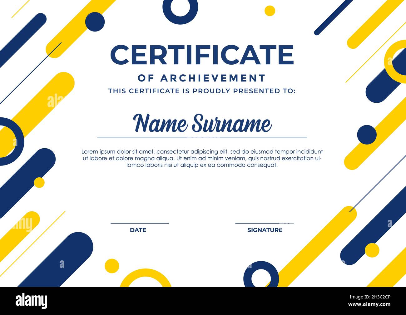 Design astratto del modello di certificato geometrico, apprezzamento per il business e l'istruzione. Illustrazione Vettoriale