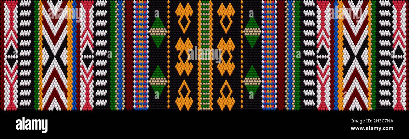 Ornamento, mosaico, etnico, modello folcloristico. È realizzato in colori luminosi, succosi e perfettamente coordinati. Illustrazione Vettoriale